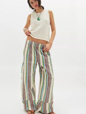 Day's End Linen Striped Pull-On Pants